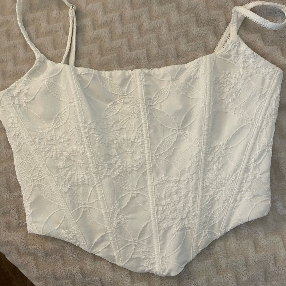 White Fox Boutique Ivory Floral Tank Top